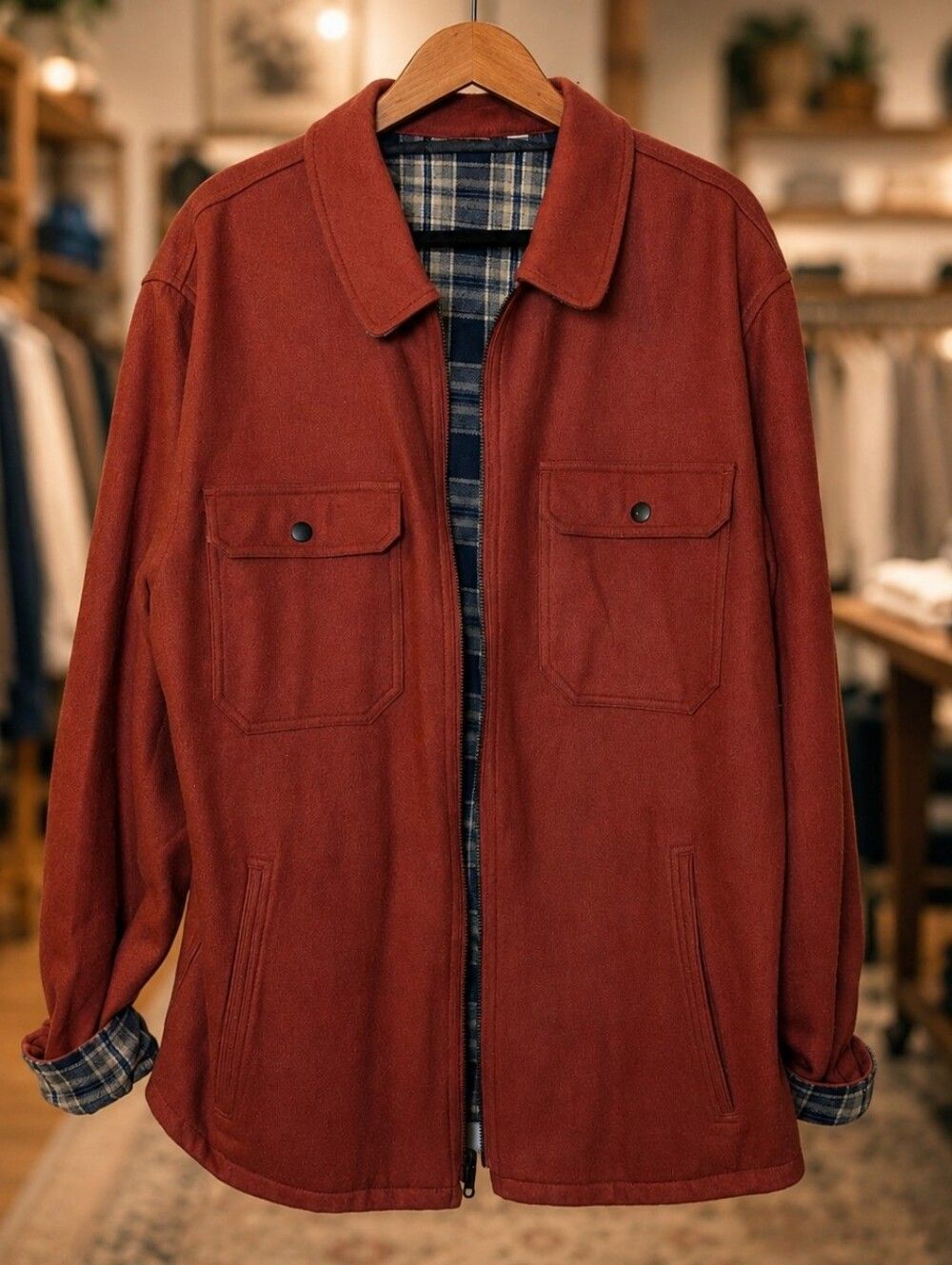 Banks Journal Wool Blend Shirt Jacket XL Rust Quiet Luxury Workwear Cabincore